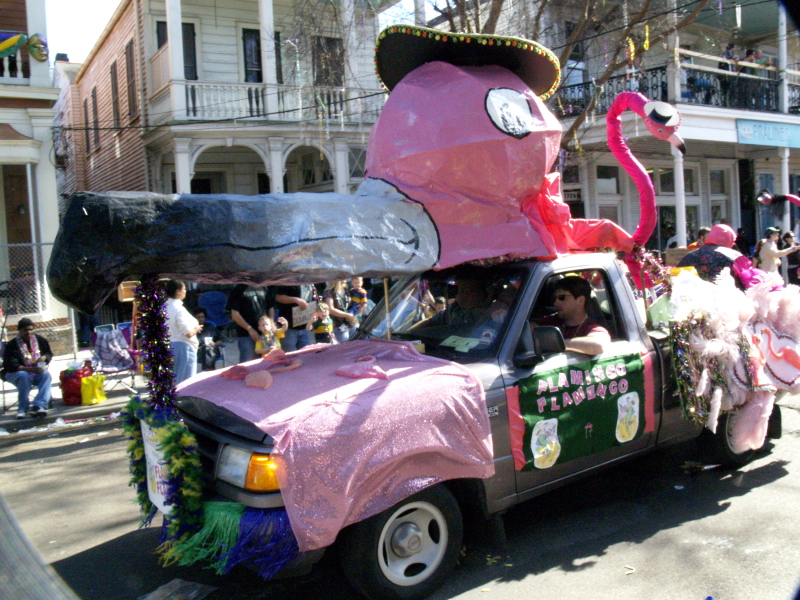 Mardi Gras, New Orleans, February 2, 2008 -- Flamingo Flamenco